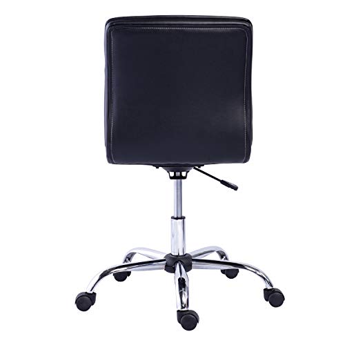Amazon Basics Modern Armless Office Desk Chair - Height Adjustable, 360-Degree Swivel, 275Lb Capacity, 22.05"D x 18.31"W x 33.46"H, Black/Chrome