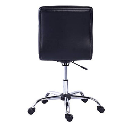 Amazon Basics Modern Armless Office Desk Chair - Height Adjustable, 360-Degree Swivel, 275Lb Capacity, 22.05"D x 18.31"W x 33.46"H, Black/Chrome
