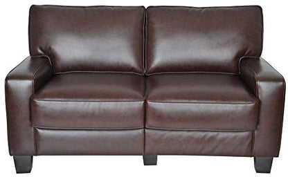 Serta Palisades Upholstered Sofas for Living Room Modern Design Couch, Straight Arms, Soft Fabric Upholstery, Tool-Free Assembly, 61" Loveseat, Chestnut Brown