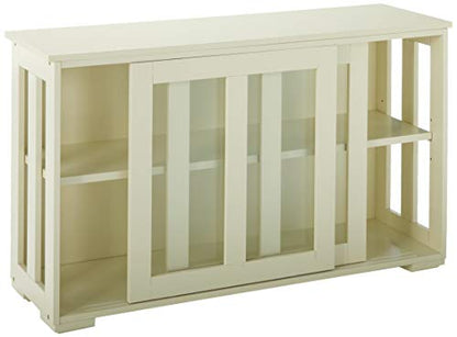 Target Marketing Systems Storage Cabinet with Sliding Glass Doors, Sideboard Buffet with Open Side Panels, Stackable Cupboard for Kitchen, Dining, and Living Room, 42", Antique White