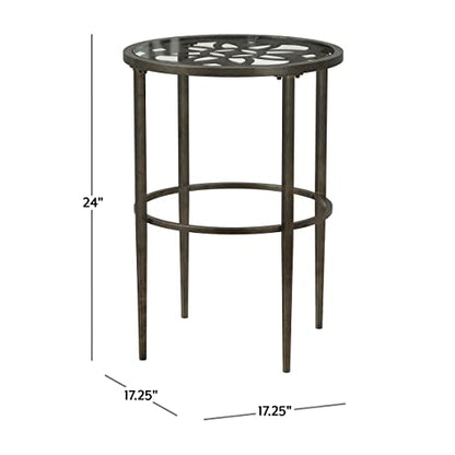 Hillsdale Marsala End Table, 17.25", Gray Finish with Rubbed Brown Accents