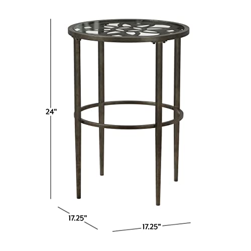 Hillsdale Marsala End Table, 17.25", Gray Finish with Rubbed Brown Accents
