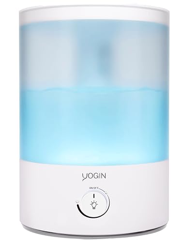YOGIN Humidifiers for Bedroom Large room,Top fill 2.5L Ultrasonic cool mist Humidifiers for Baby Nursery and Plants,Up to 24 Hours of Operation, Auto Shut Off, 24dB Quiet,Night Light (Hu-02A-XNLit)