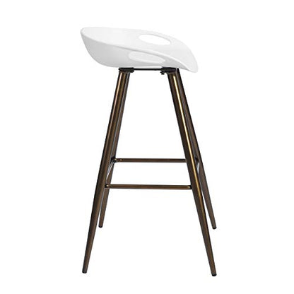 Homy Casa Inc Set of 2 Modern Simple Bar Stools,32.3" Counter Height Bar Stools Bar Chair with Low Backrest&Footrest for Home Bar Kitchen Dining Room Living Room Pub, White & Bronze