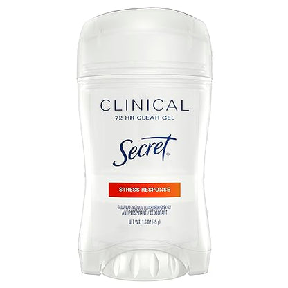 Secret Clinical Strength Antiperspirant Deodorant for Women, Stress Response Clear Gel, 1.6 Oz (Pack of 3)