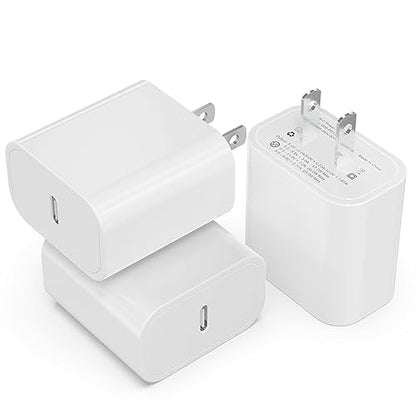 3Pack USB C Charger Block 20W [Apple MFi Certified], iGENJUN PD 3.0 Type C Charger Wall Charger USBC Power Adapter Brick Cube Fast Charger for iPhone 15/15 Pro/14/13, Galaxy, Pixel, AirPods Pro-White