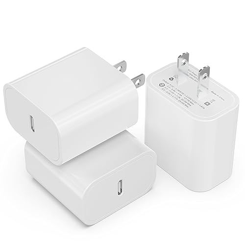 3Pack USB C Charger Block 20W [Apple MFi Certified], iGENJUN PD 3.0 Type C Charger Wall Charger USBC Power Adapter Brick Cube Fast Charger for iPhone 15/15 Pro/14/13, Galaxy, Pixel, AirPods Pro-White