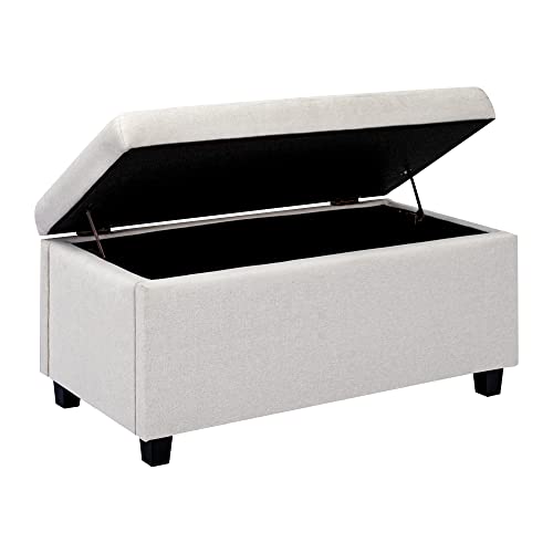 Homestripe Upholstered Storage Ottoman and Entryway Bench for Living Room, Set of 1,White