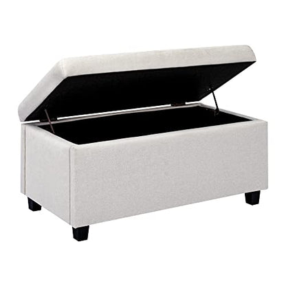 Homestripe Upholstered Storage Ottoman and Entryway Bench for Living Room, Set of 1,White