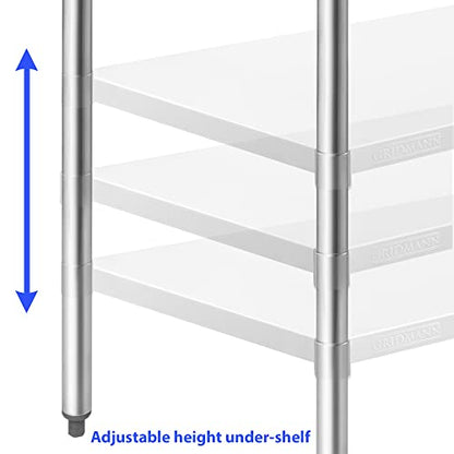GRIDMANN Stainless Steel Work Table 60 x 24 Inches, NSF Commercial Kitchen Prep Table with Under Shelf for Restaurant and Home