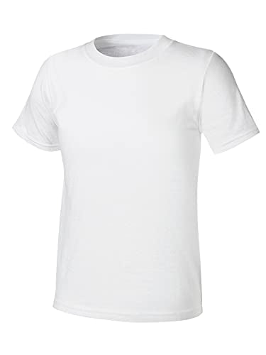 Hanes Boys' Undershirt, EcoSmart Short Sleeve Crew Shirts, Multiple Packs Available, Assorted, Medium
