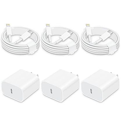 for iPhone 14 13 12 11 Charger Fast Charging [3+3 Pack], [MFi-Certified] 20W USB-C Wall Charger Cube with 6Ft Fast Charging Cable Compatible with iPhone 14/13/12/11/X/XR/8/7, iPad & More