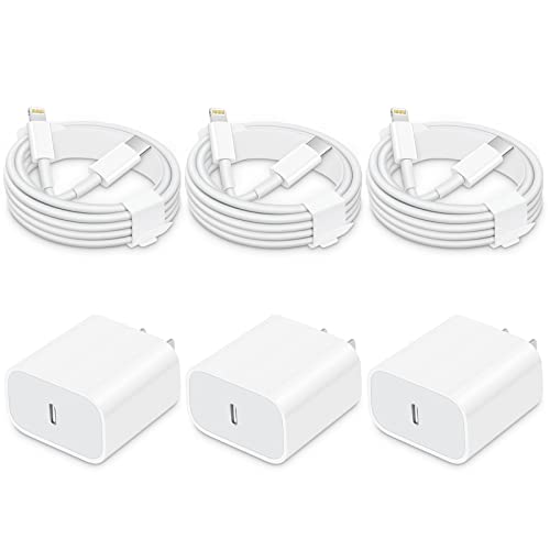 for iPhone 14 13 12 11 Charger Fast Charging [3+3 Pack], [MFi-Certified] 20W USB-C Wall Charger Cube with 6Ft Fast Charging Cable Compatible with iPhone 14/13/12/11/X/XR/8/7, iPad & More