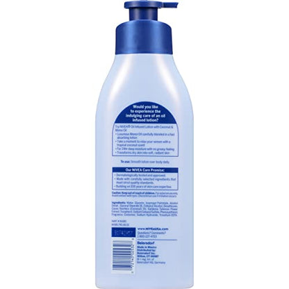 NIVEA Oil Infused Body Lotion, Coconut and Monoi Oil, Body Lotion for Dry Skin, 16.9 Fl Oz Pump Bottle