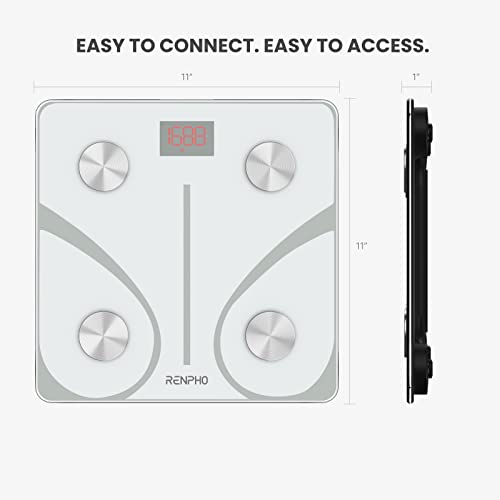 RENPHO Smart BMI,Weight Scale,Wireless, Digital Bathroom Body Composition/Fat Analyzer with Smartphone App sync with Bluetooth, 400 lbs - White Elis 1