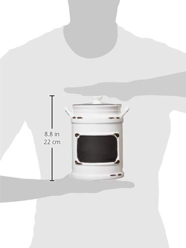American Atelier Vintage Canister Set 3-Piece Ceramic Jars Chic Design with Lids for Cookies, Candy, Coffee, Flour, Sugar, Rice, Pasta, Cereal & More, 21x8x11, White with Black Distressing