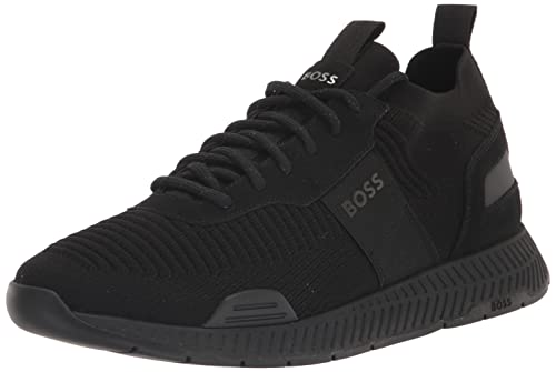 BOSS mens Mesh Mix Running Sneaker, Black Oil, 10 US