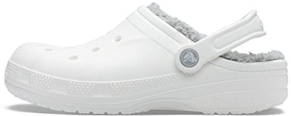 Crocs Unisex-Adult Ralen Lined Clogs | Fuzzy Slippers, White/Light Grey, 12 Women / 10 Men