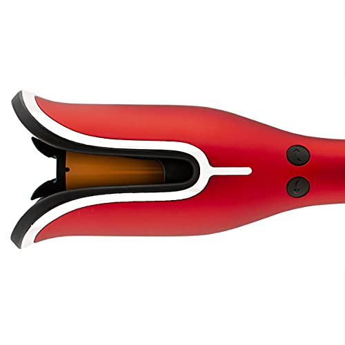 CHI Spin N Curl Ceramic Rotating Curler, Ruby Red. Ideal for Shoulder-Length Hair between 6-16” inches.