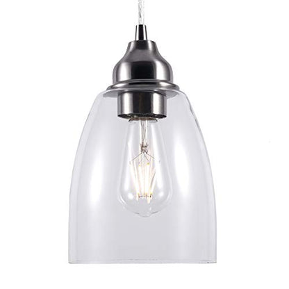 YaoKuem Pendant Lighting Fixture, Hanging Ceiling Lights with E26 Medium Base, Metal Construction with Clear Glass Shade, Bulbs not Included, 2-Pack