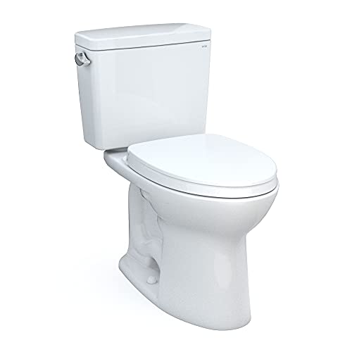 TOTO Drake Two-Piece Elongated 1.6 GPF Universal Height TORNADO FLUSH Toilet with CEFIONTECT, Cotton White - CST776CSFG#01