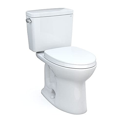 TOTO Drake Two-Piece Elongated 1.6 GPF Universal Height TORNADO FLUSH Toilet with CEFIONTECT, Cotton White - CST776CSFG#01