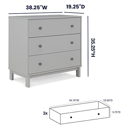 babyGap by Delta Children Charlie 6-in-1 Convertible Crib TrueSleep Crib and Toddler Mattress Legacy 3 Drawer Dresser (Bundle), Grey