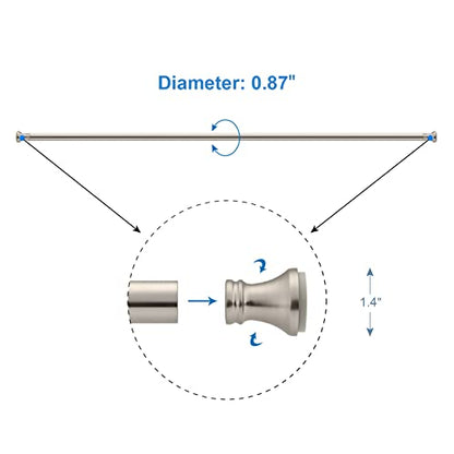 Amazer Spring Tension Curtain Rod, Small Curtain Rod - 26-42 Inches Rust-Resistance Doorway Curtain Rod, Nickel
