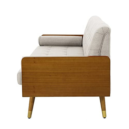 Christopher Knight Home Aidan Mid Century Modern Tufted Fabric Sofa, Beige