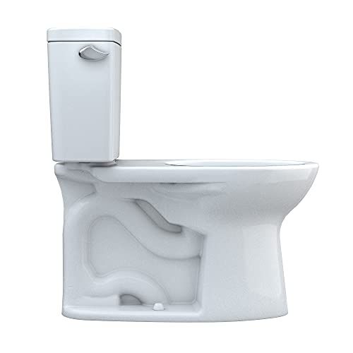 TOTO Drake Two-Piece Elongated 1.6 GPF Universal Height TORNADO FLUSH Toilet with CEFIONTECT, Cotton White - CST776CSFG#01