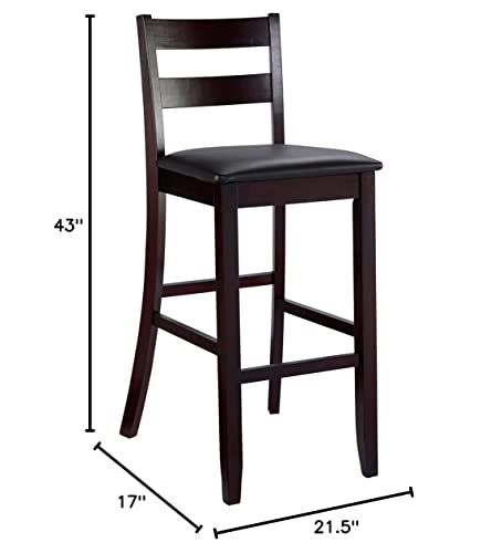 Linon Merlot Soho Armless Barstool Triena Stool, Bar Height