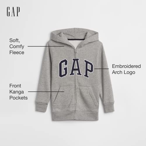 GAP boys Logo Hoodie Zip Sweatshirt, Lt Heather Grey Bc06, Medium US