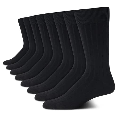 Calvin Klein Men's Dress Socks - Lightweight Cotton Blend Crew Socks (8 Pack), Size 7-12, Black Texture