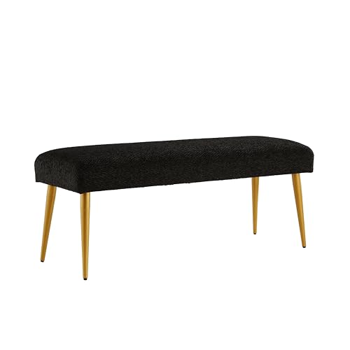 Ball & Cast Upholstered Bench, 44"W, Black