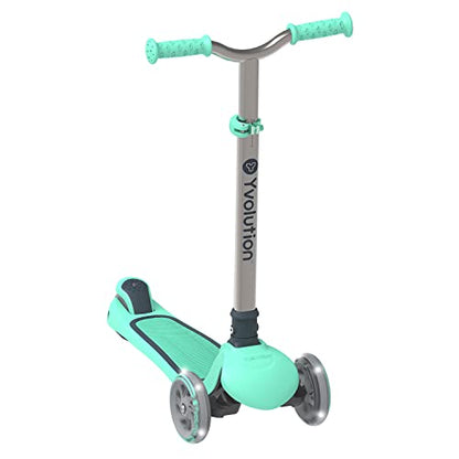 Yvolution Y Glider Air Scooter for Kids, 3 Wheel Scooter for Toddlers 4 Adjustable Height Glider with Kick Scooters, Lean to Steer with LED Flashing Light for Children Ages 3+ Years Old (Green)