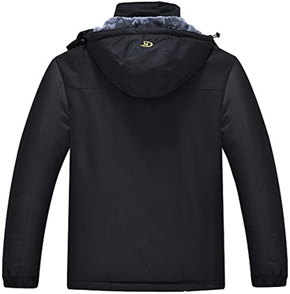 QPNGRP Mens Waterproof Ski Snowboarding Jacket Winter Windproof Snow Coat Black Large