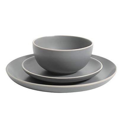 Gibson Home Rockaway 12-Piece Dinnerware Set Service for 4, Grey Matte -