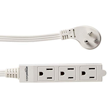 Amazon Basics Indoor Extension Cord Power Strip - 6-Foot, 3-Prong ,Flat Plug, Grounded - 13 Amps, 1625 Watts, 125 VAC - 2-Pack, White