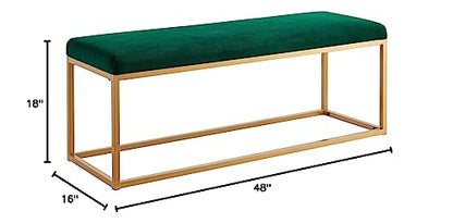 Ball & Cast Upholstered Bench, 48" W, Emerald Velvet