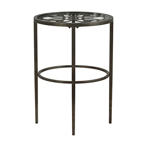 Hillsdale Marsala End Table, 17.25", Gray Finish with Rubbed Brown Accents