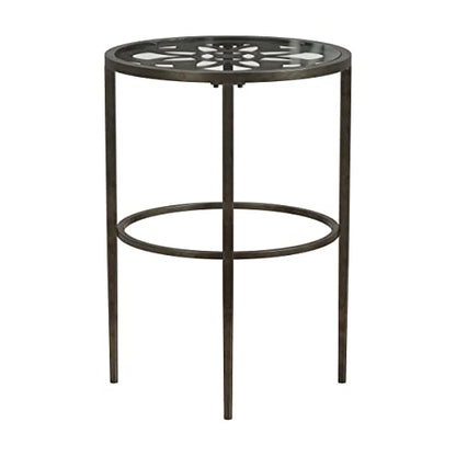 Hillsdale Marsala End Table, 17.25", Gray Finish with Rubbed Brown Accents