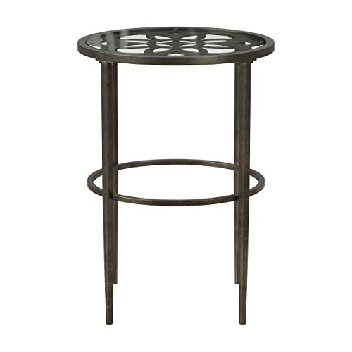 Hillsdale Marsala End Table, 17.25", Gray Finish with Rubbed Brown Accents