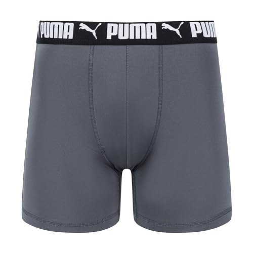 PUMA Men's 4 Pack Active Stretch Boxer Briefs, Black/Grey, Small