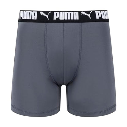 PUMA Men's 4 Pack Active Stretch Boxer Briefs, Black/Grey, Small