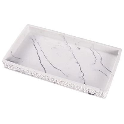 SZYRL Bathroom Vanity Tray Matte Vanity Tray Decor Perfume Trays Dresser Holder for Jewelry Candle Soap Plant Towel Cosmetic Organizer Rectangle Large Serving Tray