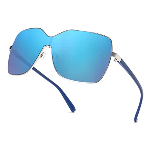 Square Oversized Sunglasses for Women Men, Wrap Around Fashion Frame Big Sunglasses Trendy Shades Sunglasses UV400 Protection