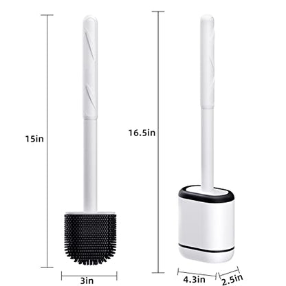 Toilet Brush, 2 Pack Toilet Bowl Brush and Holder Set, Silicone Toilet Bowl Brush with Handle, Bathroom Accessories Toilet Bowl Cleaners with Silicone Bristles, Toilet Cleaner Brush for Deep Cleaning