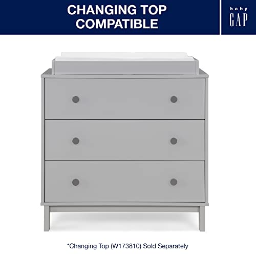 babyGap by Delta Children Charlie 6-in-1 Convertible Crib TrueSleep Crib and Toddler Mattress Legacy 3 Drawer Dresser (Bundle), Grey