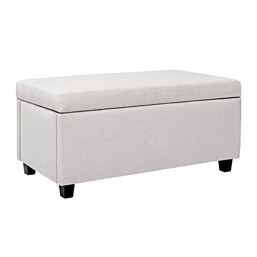 Homestripe Upholstered Storage Ottoman and Entryway Bench for Living Room, Set of 1,White