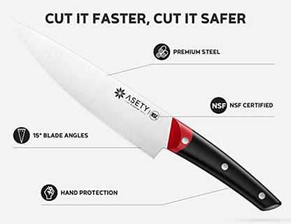 ASETY Knife Sets for Kitchen with Block- NSF Food-Safe, Full Tang German Stainless Steel 17 PCS Chef Knife Set with 4-in-1 Knife Sharpener and 2x Peeler- Ergonomic Handle, Christmas Gifts